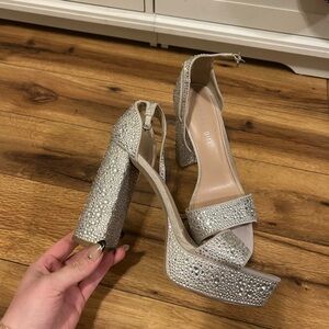 Madden Girl Silver Sparkle Heels